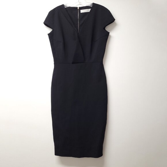 Victoria Beckham Cap Sleeve V Neck Midi Dress Office Work Formal Dress - Picture 1 of 9